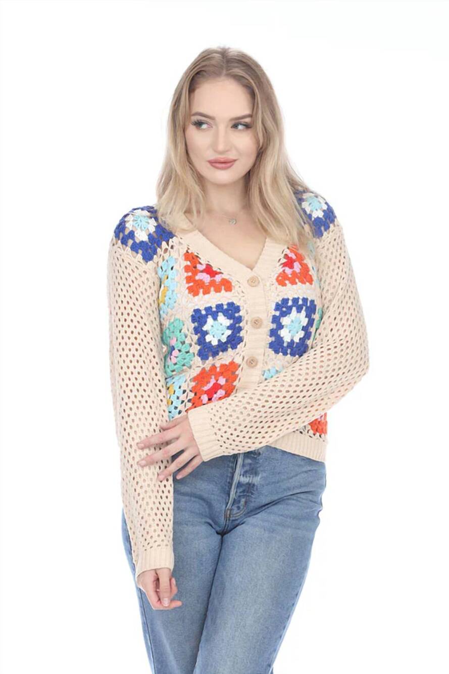 NEW RAIN + ROSE cassia crochet cardigan in cream